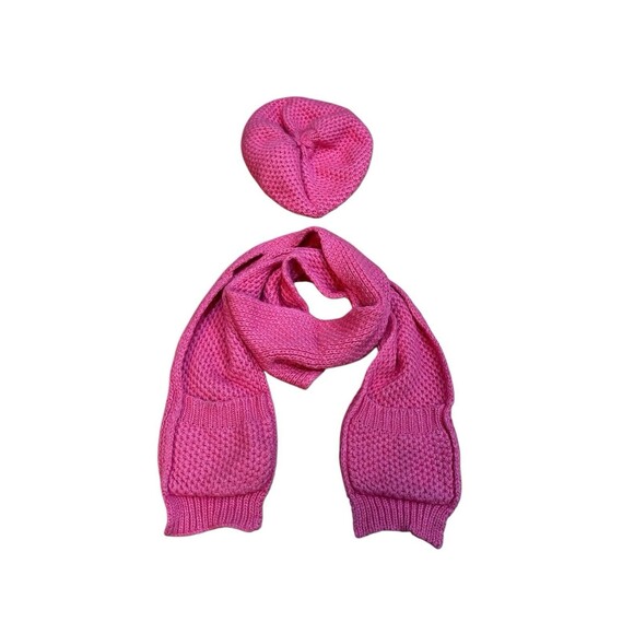 Mini Boden Girls Winter Accessories Set Beret and Scarf  Size L 13-14 Y Pink EUC - Picture 1 of 13